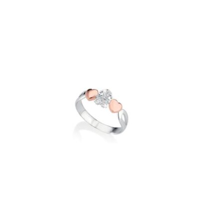 Anello I Preziosi con sagoma bimba in oro bianco e diamanti