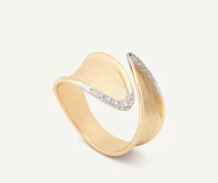 Anello a fascia in oro giallo 18 carati con diamanti-LUNARIA TWIST