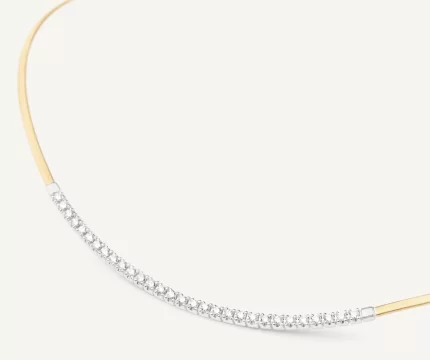 Collier a un filo in oro giallo con barretta di diamanti-MASAI